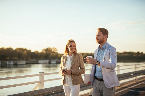 Casual meeting outside.